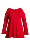 24seven Comfort Apparel Women's Plus Size Poised Swing Tunic Top In Red