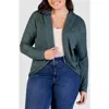 24seven Comfort Apparel Plus Size Open Front Long Bolero Cardigan Sweater In Hunter