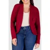 24seven Comfort Apparel Curved Hem Bolero Jacket In Red