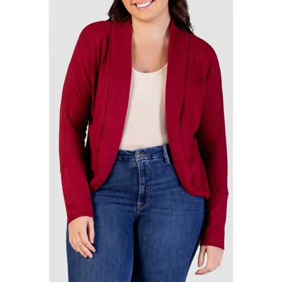 24seven Comfort Apparel Curved Hem Bolero Jacket In Red