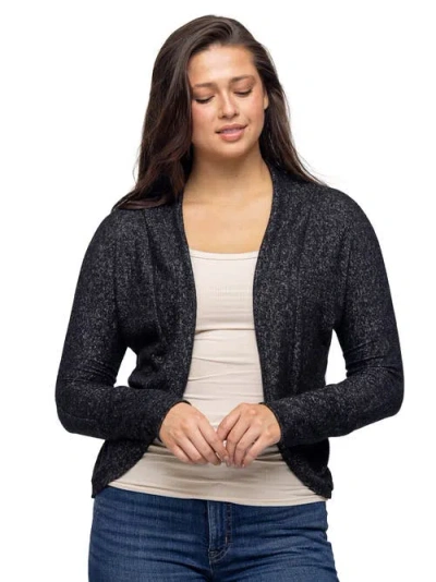 24seven Comfort Apparel Curved Hem Open Front Long Womens Bolero Shrug In Blue