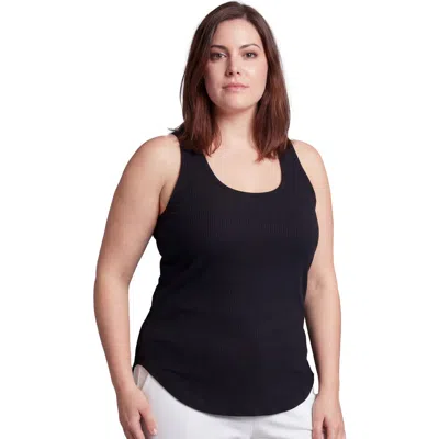 24seven Comfort Apparel Curvy Basic Ribbed Knit Sleeveless Scoop Neck Long Flared Tank Top In Multi