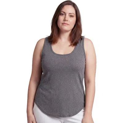 24seven Comfort Apparel Curvy Basic Ribbed Knit Sleeveless Scoop Neck Long Flared Tank Top In Multi