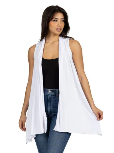 24SEVEN COMFORT APPAREL 24SEVEN COMFORT APPAREL DRAPED OPEN FRONT SLEEVELESS CARDIGAN VEST
