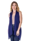 24seven Comfort Apparel Draped Open Front Sleeveless Cardigan Vest In Blue