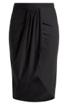 24seven Comfort Apparel Draped Wrap Skirt In Black