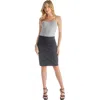 24seven Comfort Apparel Elastic Waist Knee Length Pencil Skirt In Gray