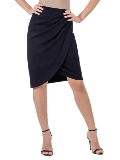 24seven Comfort Apparel Elastic Waist Knee Length Tulip Pencil Skirt In Black