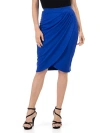 24seven Comfort Apparel Elastic Waist Knee Length Tulip Pencil Skirt In Blue