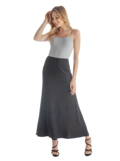 24seven Comfort Apparel Elastic Waist Maxi Skirt In Black