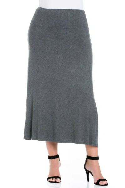 24seven Comfort Apparel Elastic Waist Maxi Skirt In Gray