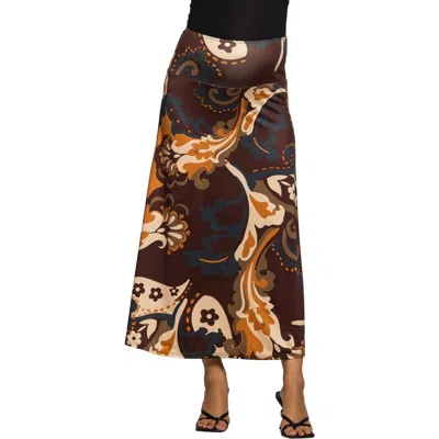 24SEVEN COMFORT APPAREL 24SEVEN COMFORT APPAREL ELASTIC WAIST MAXI SKIRT PRINT