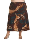 24seven Comfort Apparel Elastic Waist Maxi Skirt Print In Brown