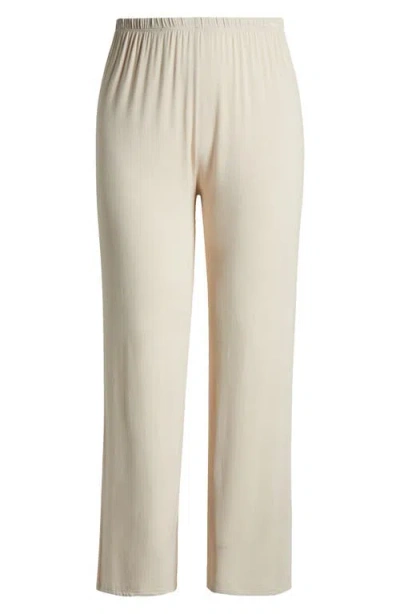 24seven Comfort Apparel Elastic Waist Stretch Flare Pants In Nude