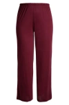24seven Comfort Apparel Elastic Waist Stretch Flare Pants In Wine