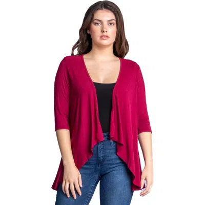 24seven Comfort Apparel Elbow Length Sleeve Open Front Cardigan