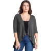 24seven Comfort Apparel Elbow Length Sleeve Open Front Cardigan In Black