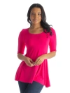 24seven Comfort Apparel Elbow Sleeve Swing Tunic Top In Multi