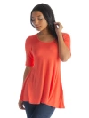 24seven Comfort Apparel Elbow Sleeve Swing Tunic Top In Multi