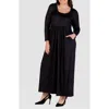 24seven Comfort Apparel Long Sleeve Empire Waist Pocket Maxi Dress In Black
