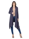 24seven Comfort Apparel Extra Long Open Front Cardigan In Gray