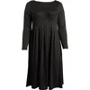 24seven Comfort Apparel Womens Bracelet Sleeve Calf Midi Dress In Black