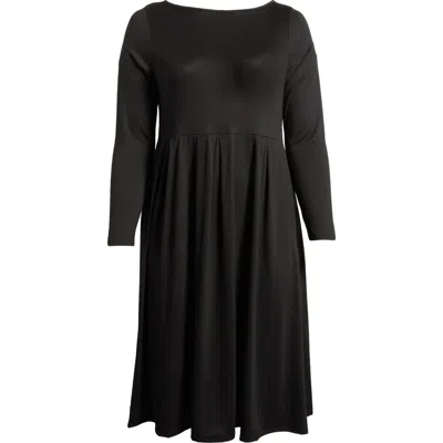 24seven Comfort Apparel Womens Bracelet Sleeve Calf Midi Dress In Black
