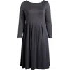 24seven Comfort Apparel Fit & Flare Long Sleeve Jersey Midi Dress In Grey