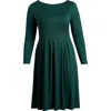 24seven Comfort Apparel Fit & Flare Long Sleeve Jersey Midi Dress In Hunter