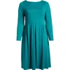 24seven Comfort Apparel Fit & Flare Long Sleeve Jersey Midi Dress In Green