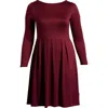 24seven Comfort Apparel Maternity Midi Length Fit And Flare Pocket Dress In Burgundy