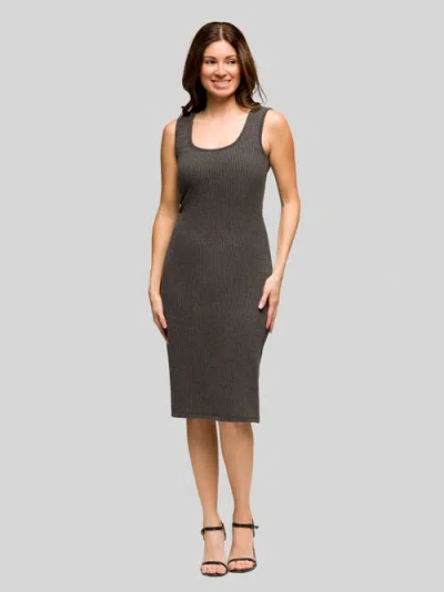 24seven Comfort Apparel Fitted Sleeveless Side Slit Midi Dress In Black