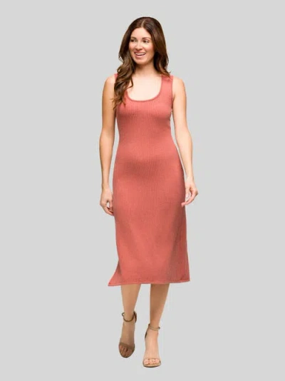24seven Comfort Apparel Fitted Sleeveless Side Slit Midi Dress