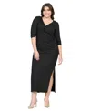 24seven Comfort Apparel Fitted V-neck Side Slit Maxi Dress In Black