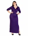 24seven Comfort Apparel Fitted V-neck Side Slit Maxi Dress In Purple