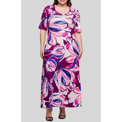 24seven Comfort Apparel Floral A-line Maxi Dress