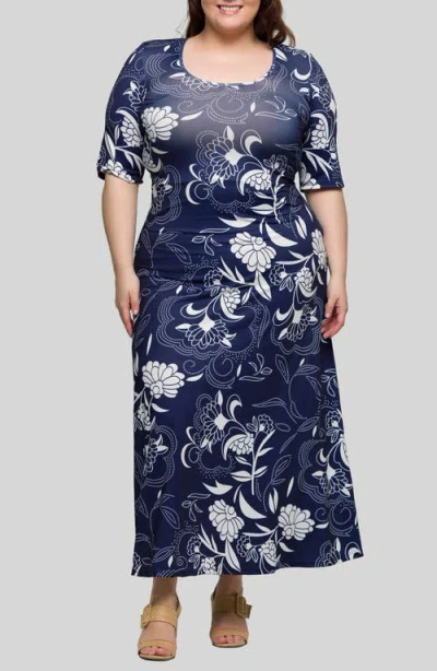 24SEVEN COMFORT APPAREL 24SEVEN COMFORT APPAREL FLORAL KNIT MAXI DRESS