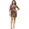 24seven Comfort Apparel Women's Plum Floral Sheath Dress In Purple