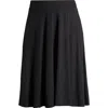 24seven Comfort Apparel Plus Size Elastic Waist Pleated Pocket Midi Skirt In Black