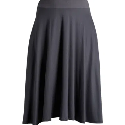 24seven Comfort Apparel Flowy Jersey Midi Skirt In Grey