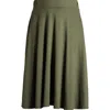 24seven Comfort Apparel Flowy Jersey Midi Skirt In Olive