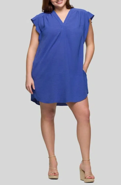 24SEVEN COMFORT APPAREL 24SEVEN COMFORT APPAREL FLUTTER CAP SLEEVE SHIFT DRESS