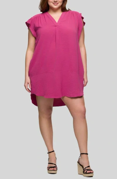 24SEVEN COMFORT APPAREL 24SEVEN COMFORT APPAREL FLUTTER CAP SLEEVE SHIFT DRESS