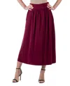 24seven Comfort Apparel Womens Foldover With Pockets Maxi Skirt In Wine