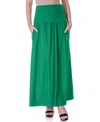 24seven Comfort Apparel Foldover Maxi Skirt With Pockets In Green