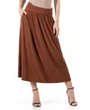 24seven Comfort Apparel Womens Foldover With Pockets Maxi Skirt In Tobacco