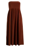 24seven Comfort Apparel Foldover Maxi Skirt In Tobacco