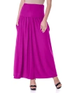 24seven Comfort Apparel Foldover Maxi Skirt With Pockets In Purple