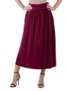 24seven Comfort Apparel Foldover Maxi Skirt With Pockets In Burgundy