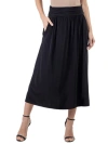 24seven Comfort Apparel Foldover Maxi Skirt With Pockets In Black